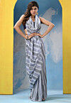 Handloom Pure Cotton Saree in Grey