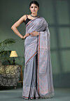 Handloom Pure Cotton Saree in Light Grey