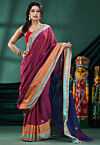 Handloom Pure Cotton Saree in Magenta
