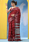 Handloom Pure Cotton Saree in Maroon