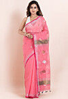 Handloom Pure Cotton Saree in Pink