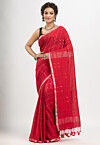 Handloom Pure Cotton Saree in Red
