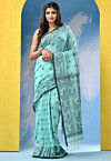 Handloom Pure Cotton Saree in Sea Green