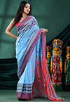 Handloom Pure Cotton Saree in Sky Blue