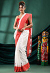 Handloom Pure Cotton Saree in White