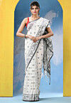 Handloom Pure Cotton Saree in White