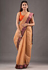 Handloom Pure Cotton Tant Saree in Beige