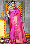 Handloom Pure Silk Gadwal Saree in Fuchsia