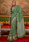 Ikat Printed Art Silk Saree in Light Green