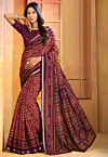 Ikat Printed Cotton Silk Saree in Pink