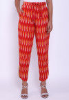 Ikat Woven Cotton Pant in Red