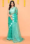 Jamdani Art Silk Saree in Sea Green