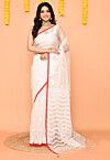 Jamdani Art Silk Saree in White