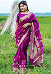 Jamdani Linen Cotton Saree in Purple