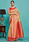 Kanchipuram Art Kanchipuram Linen Silk Saree in Beige