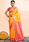 Kanchipuram Pure Silk Handloom Saree in Yellow