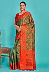 Kanchipuram Saree in Dark Green