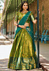 `Kanchipuram Silk Lehenga in Green