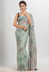 Kantha Pure Cotton Saree in Sea Green