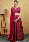 Kathiawadi Georgette Lehenga in Dark Fuchsia