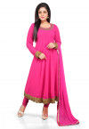 Plain Georgette Anarkali Suit in Fuchsia