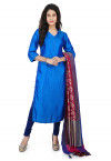 Banarasi Silk Straight Suit in Blue