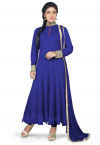 Plain Georgette Anarkali Suit in Royal Blue