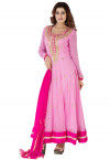 Gota Patti Georgette Abaya Style Suit in Pink