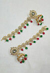 Kundan Jhumka Style Earrings with Ear Chain