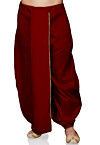 Lace Border Art Silk Dhoti Pant in Maroon