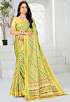 Leheriya Printed Art Silk Saree in Yellow