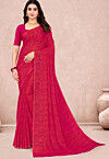 Leheriya Printed Chiffon Saree in Fuchsia