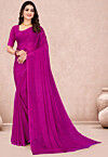 Leheriya Printed Chiffon Saree in Magenta