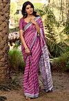 Leheriya Printed Cotton Saree in Purple