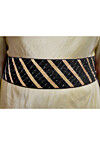Leheriya Printed Georgette Adjustable Waist Belt in Black