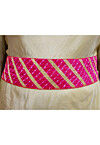 Leheriya Printed Georgette Adjustable Waist Belt in Fuchsia