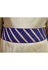 Leheriya Printed Georgette Adjustable Waist Belt in Royal Blue