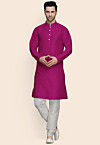 Leheriya Printed Georgette Kurta Set in Fuchsia
