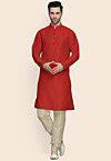 Leheriya Printed Georgette Kurta Set in Red