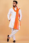 Leheriya Printed Georgette Men Dupatta in Orange