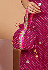 Leheriya Printed Georgette Potli Bag in Fuchsia