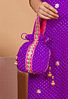 Leheriya Printed Georgette Potli Bag in Purple