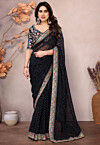 Leheriya Printed Georgette Saree in Black