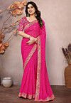 Leheriya Printed Georgette Saree in Fuchsia