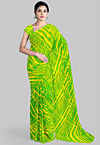Leheriya Printed Georgette Saree in Green