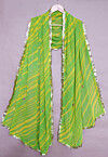 Leheriya Printed Georgette Scalloped Stole in Green
