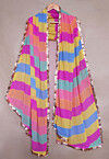 Leheriya Printed Georgette Scalloped Stole in Multicolor