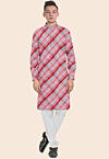 Leheriya Printed Kota Silk Kurta Set in Multicolor