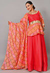 Maternity Art Silk Lehenga in Coral Red