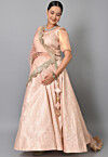 Maternity Brocade Lehenga in Peach